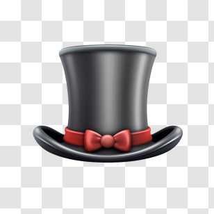 Top Hat - Elegant Black Top Hat With Red Bow Transparent PNG