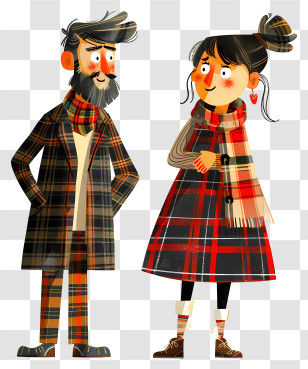 Tartan Day - Couple In Plaid Clothing Transparent PNG