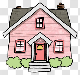Pink House - Pink Cartoon House Illustration Transparent PNG