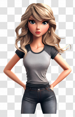 Taylor Swift - Animated Woman In Casual Outfit Transparent PNG