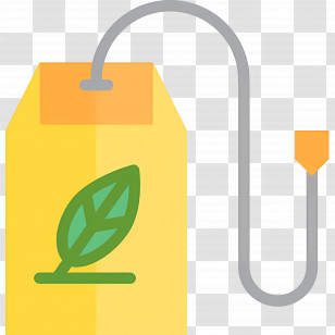 Tea Bag - Yellow Tea Bag With Leaf Design Transparent PNG