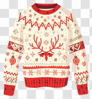 Ugly Christmas Sweater - Festive Christmas Sweater With Reindeer Design Transparent PNG