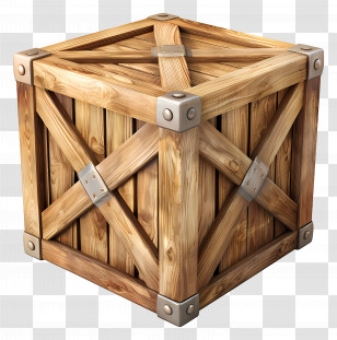 Cargo Wooden Box - Rustic Wooden Storage Crate Transparent PNG