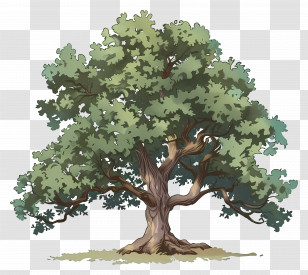 Oak Tree - Large Oak Tree With Green Leaves Transparent PNG