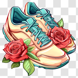 Running Shoes - Sneakers With Roses Transparent PNG