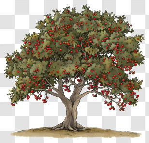 Autumn Tree - Tree Full Of Red Fruits Illustration Transparent PNG
