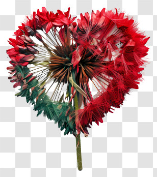 Heart Dandelion - Heart-Shaped Flower Artwork Transparent PNG