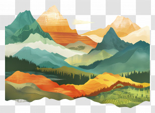 Mountain Range - Colorful Mountains Landscape Illustration Transparent PNG