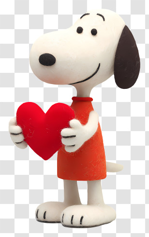 Snoopy Holding Heart - Dog Character Holding A Heart Transparent PNG