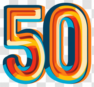 Number 50 - Colorful Number 50 Illustration Transparent PNG