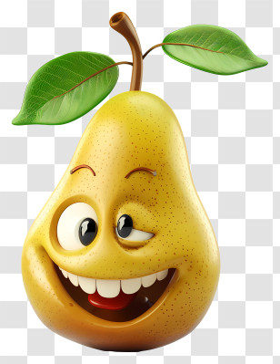 3d Cartoon Fruit - Playful Cartoon Pear With Funny Expression Transparent PNG