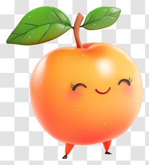 3d Cartoon Fruit - Smiling Peach Cartoon Character Transparent PNG