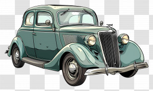 Classic Car Illustration - Stylish Vintage Car Illustration Transparent PNG