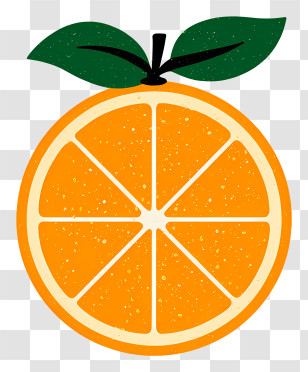 Fresh Fruit Logo - Bright Orange Slice With Leaves Transparent PNG