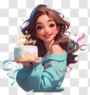 Birthday Girl - Girl Holding Birthday Cake Transparent PNG