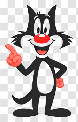 Sylvester The Cat - Smiling Black Cartoon Cat Transparent PNG