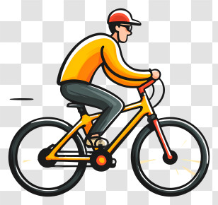 Biking Icon - Cyclist In Orange Riding A Bicycle Transparent PNG