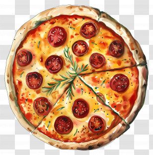 Pizza - Italian Pizza With Tomatoes And Herbs Transparent PNG