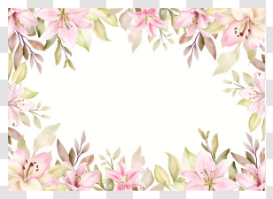 Wedding Invitation - Floral Frame With Pink Flowers Transparent PNG