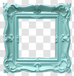 Teal Wooden Frame - Ornate Blue Picture Frame Transparent PNG