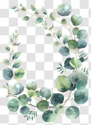 Eucalyptus Wreath - Elegant Green Eucalyptus Wreath Design Transparent PNG
