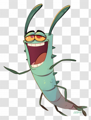 Plankton - Laughing Green Cartoon Insect Transparent PNG