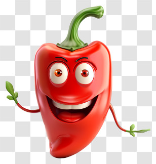 3d Cartoon Vegetable - Cheerful Red Chili Cartoon Character Transparent PNG
