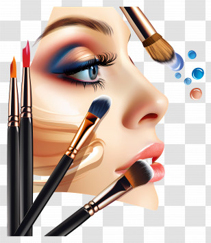 Beauticians Day - Makeup Brushes And Face Transparent PNG