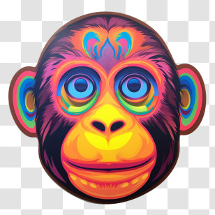 Monkey - Bright And Colorful Monkey Face Illustration Transparent PNG