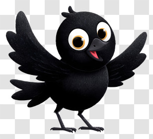 Cute Cartoon Crow - Cute Black Cartoon Bird Transparent PNG