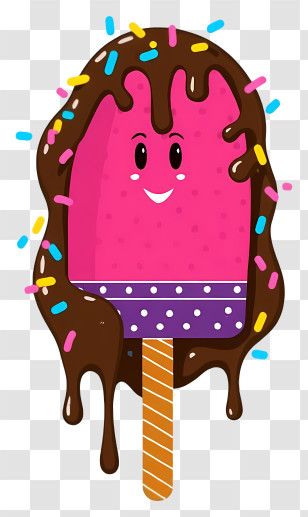 Cartoon Ice Lolly - Chocolate-Dipped Cute Popsicle Transparent PNG