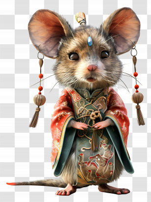 Chinese Zodiacs - Mouse In Traditional Ornamental Clothing Transparent PNG