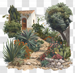Mediterranean - Beautiful Garden Path Transparent PNG