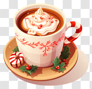 Hot Chocolate - Festive Hot Chocolate With Whipped Cream Transparent PNG