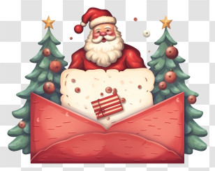 Santa Claus - Santa Claus Holding A Christmas Letter Transparent PNG