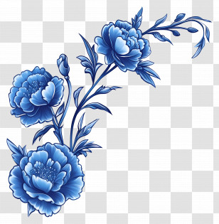 Blue Carnation - Blue Floral Design Transparent PNG