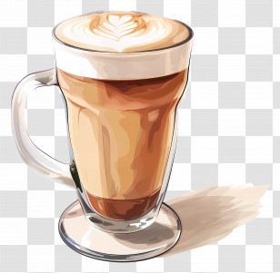 Latte Coffee - Latte Glass Beverage Art Illustration Transparent PNG