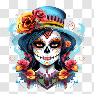 Dia De Los Muertos - Day Of The Dead Decorated Skull Transparent PNG