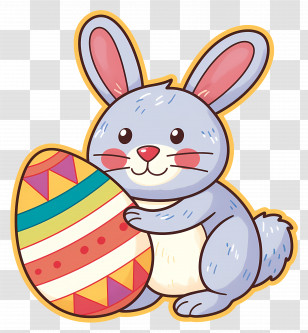 Easter Bunny - Cartoon Rabbit With Easter Egg Transparent PNG