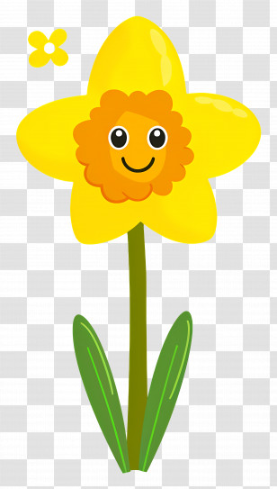 Flower Emoji - Yellow Smiling Daffodil Illustration Transparent PNG