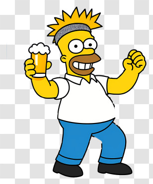 Homer Simpson - Party Cartoon Character With Beer Transparent PNG