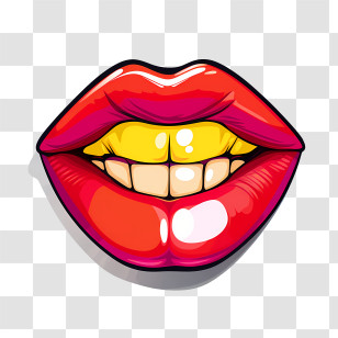 Red Lips - Vivid Cartoon Lips With Yellow Teeth Transparent PNG