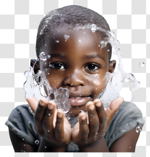 Africa - Child Washing Face With Water Splash Transparent PNG