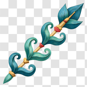 Fancy Arrow - Decorative Spear With Leaves Transparent PNG