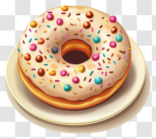 Doughnut - Donut With White Frosting And Sprinkles Transparent PNG