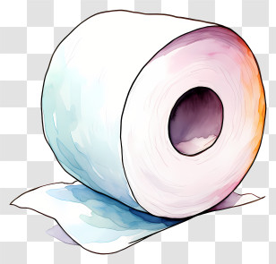 Watercolor Toilet Tissue - White Toilet Paper Roll Transparent PNG