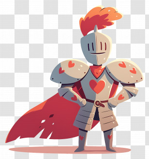 Cute Cartoon Knight - Cartoon Knight In Heart-Themed Armor Transparent PNG