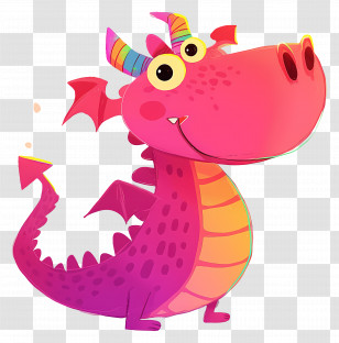 Cute Pink Dragon - Pink Dragon Cartoon Illustration Transparent PNG