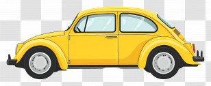 Animated Car - Yellow Classic Car Side Illustration Transparent PNG
