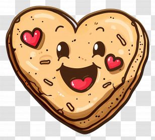 Cartoon Cookie - Smiling Heart-Shaped Cookie Cartoon Design Transparent PNG